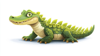 Fototapeta premium cute cartoon crocodile with friendly expression on white background