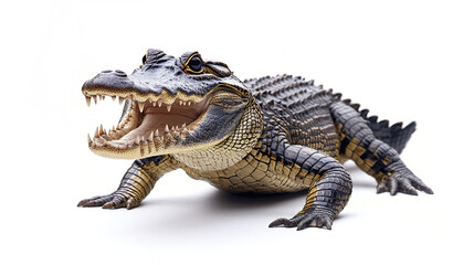 Fototapeta premium Crocodile with open mouth isolated on white background