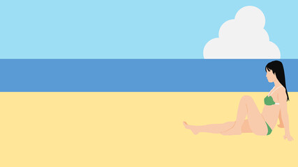 ポーズをとる水着を着た女性のイラスト