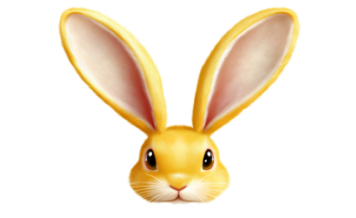 Yellow Easter bunny ears headband on a transparent background, photorealistic