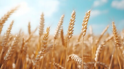 Fototapeta premium Sunlit Golden Wheat Field Symbolizing Prosperity and Growth