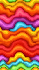 Vibrant, wavy patterns of colors including red, orange, yellow, green, blue, and purple create a dynamic and engaging visual effect.