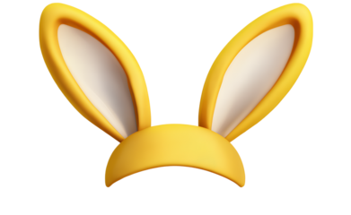 Yellow Easter bunny ears headband on a transparent background, photorealistic