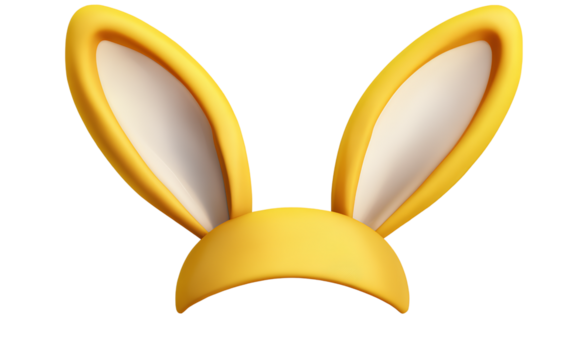 Yellow Easter bunny ears headband on a transparent background, photorealistic