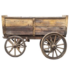Obraz premium Wooden cart wagon isolated on white background