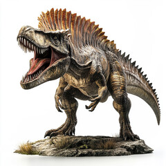 Fototapeta premium Spinosaurus roaring with open mouth on white background