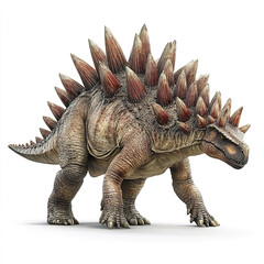 Fototapeta premium Stegosaurus with spiked back on white background