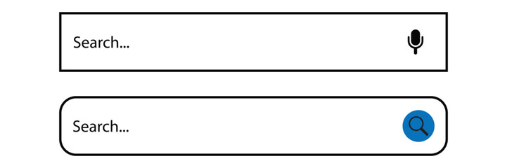 Obraz premium Search here. Search bar for ui. Search bar vector icons in flat design, isolated on transparent background. Vector illustration 