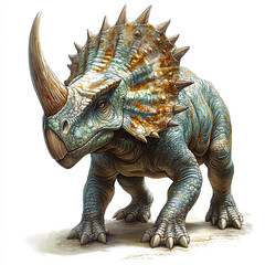 Obraz premium Triceratops with detailed texture on white background