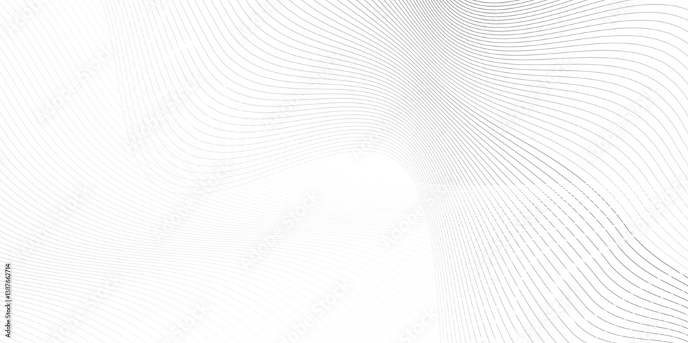 Wall mural abstract white and gray line dynamic creative smooth beautiful space digital composite sound and wav