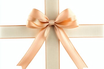 Fototapeta premium Elegant Peach Ribbon Bow on Cream Background