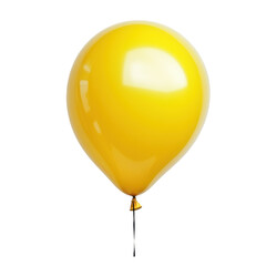 Bright Yellow Balloon Floating Against a White Backdrop, on the transparent Background. PNG Format