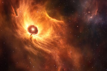 Fototapeta premium Stunning view of a vibrant nebula in deep space showcasing cosmic activity and stellar formation