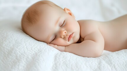 Peaceful Newborn Sleeping Soundly in Cozy Bedroom Setting, Emphasizing Rest and Tenderness