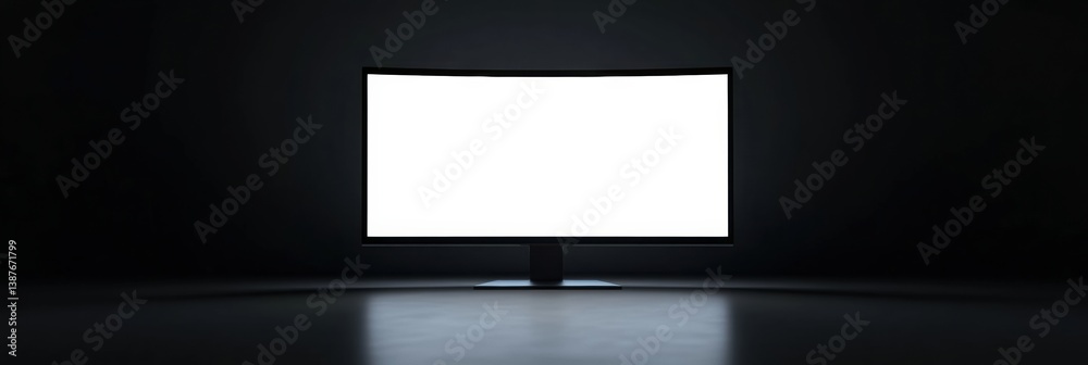 Poster sleek desktop monitor illuminating a minimalistic workspace with clean lines and soft shadows in a p