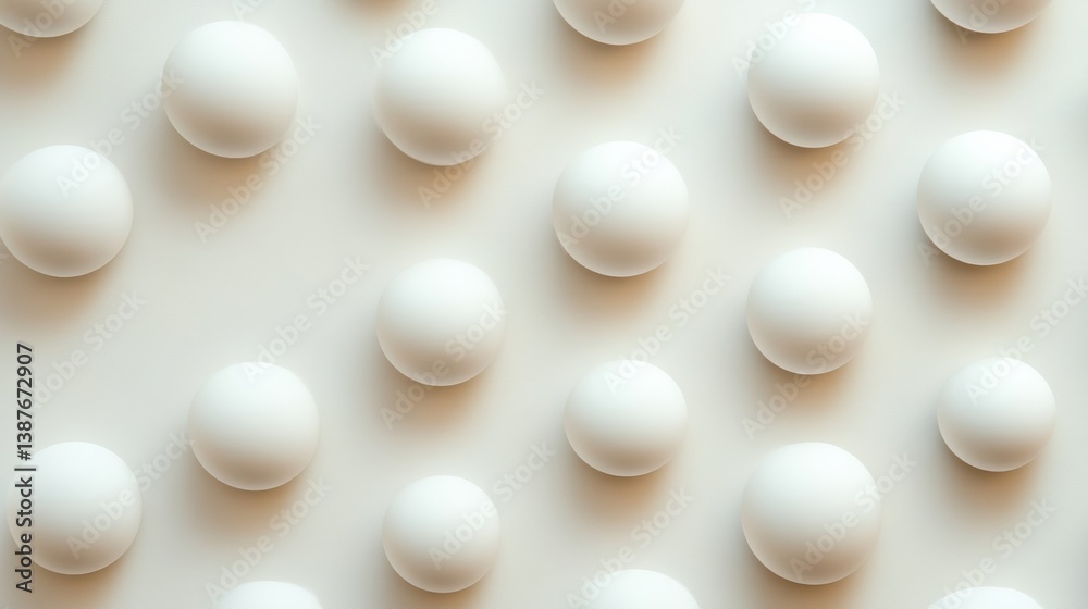 Poster Structured pattern of matte white spheres on neutral background embodies modern minimalism in an elegant design setting