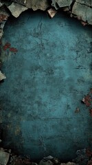 Grunge teal wall with rocky frame
