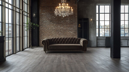 Fototapeta premium Spacious loft with mix of contemporary and industrial design