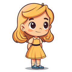 Fototapeta premium Cute cartoon girl with blonde hair. Vector illustration isolated on white background.