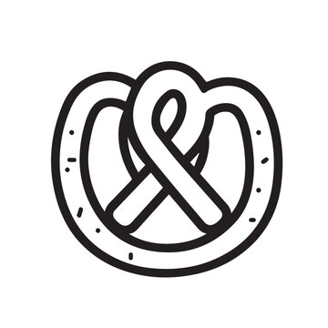 recommend clip art: Salted pretzel emblem displays pastry outline food item isolated
