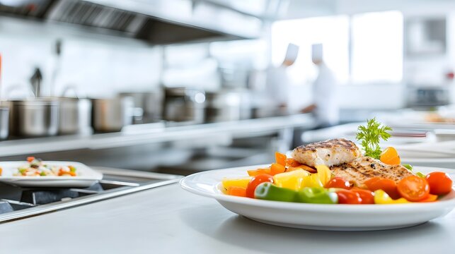 Food Safety Certification Displayed in a Well-Organized Commercial Kitchen Setting