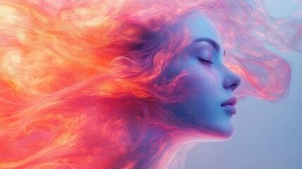 Fototapeta premium Abstract visuals capturing human emotions through dynamic textures, color palettes, and light play conveying anxiety, calm, and joy