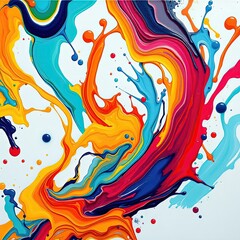 Fototapeta premium Abstract painting with bright and dynamic colors, swirling and flowing paint