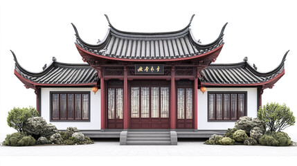 Fototapeta premium Traditional Chinese architecture with ornate roof and wooden details