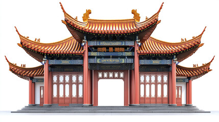 Fototapeta premium Traditional Chinese architecture with ornate roof and vibrant colors