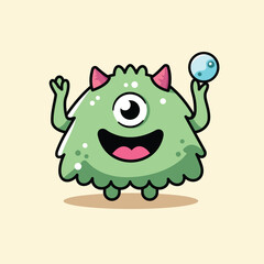 Green baby monster character vector illustration