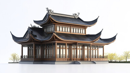 Obraz premium Traditional Chinese architecture with ornate roof design