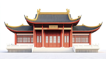 Fototapeta premium Traditional Chinese architecture with ornate roof and red facade