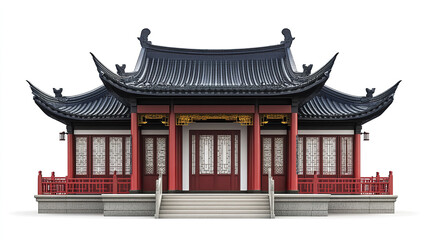 Fototapeta premium Traditional Chinese architecture with ornate roof and red accents