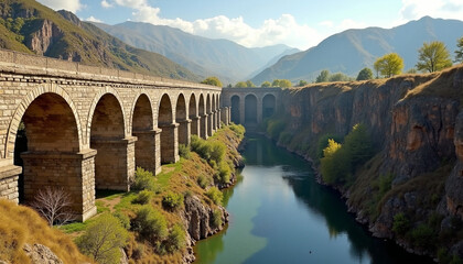 Naklejka premium Scenic Bridge Over Tranquil River