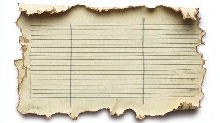 Fototapeta premium Burnt, lined paper fragment