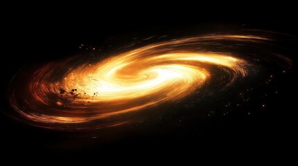 Galactic spiral vortex with glowing energy trails and cosmic particles in deep outer space