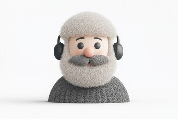 Cartoon man with headphones and fuzzy fur