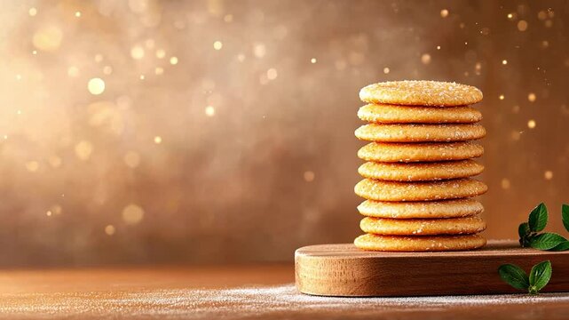 Stacked cookies with a warm, glowing background