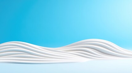 Obraz premium White undulating forms resemble soft hills against a light blue background. The image is digitally rendered, high-resolution, and features even lighting. The style is minimalist and modern, creating