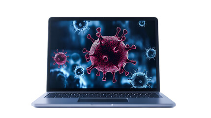 Laptop Screen Displays Virus Microscopic View  A Worrisome Digital Image