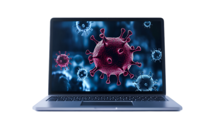 Laptop Screen Displays Virus Microscopic View  A Worrisome Digital Image