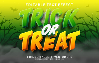 Obraz premium trick or treat 3d vector text effect with modern style design