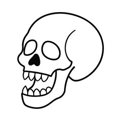Skeleton Jaw Line Art Vector Illustration