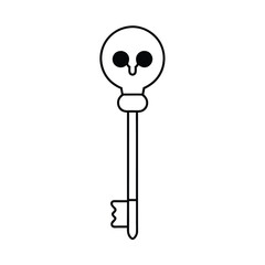 Skeleton Key Line Art Vector Illustration