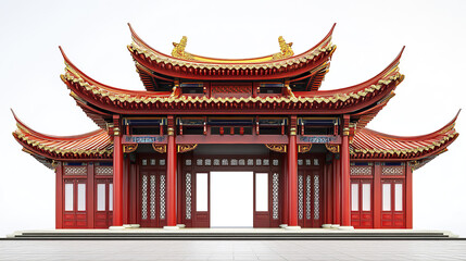 Obraz premium Traditional Chinese architecture with ornate red and gold details