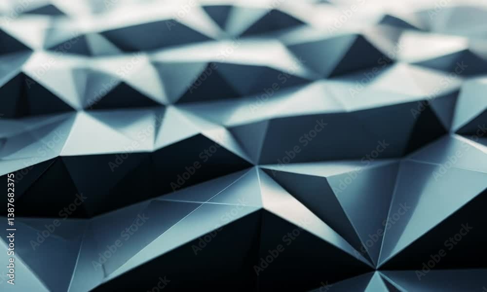 Wall mural seamless background of geometric polygons in varying shades of black flowing smoothly to form dynami