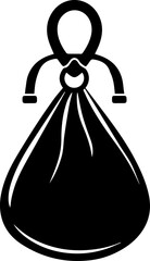 Garbage Bag Silhouette, Black and White Trash Bag Vector Illustration