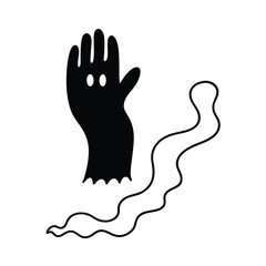 Ghostly Hand Wave Line Art and Silhouette Vector in Mist