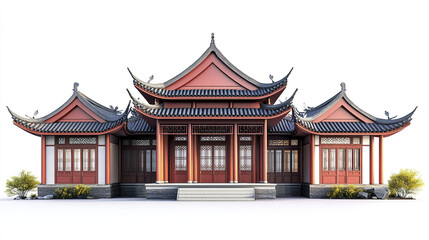 Fototapeta premium Traditional Chinese architecture with curved roofs and intricate details