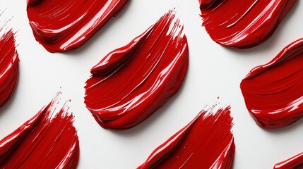 Red paint strokes on white background.  Brushstrokes in a repeating pattern.  Vibrant color